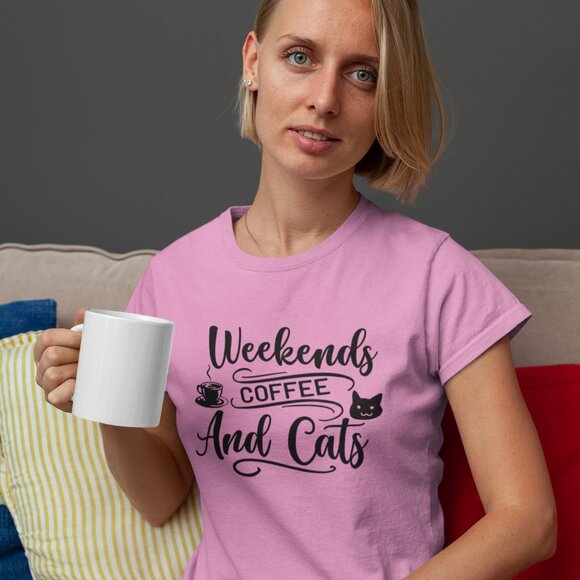 Weekends Coffee And Cats, Purrect Paws Shirt, Meow-Velous, Caturday Gift Shirt. - Picture 1 of 3